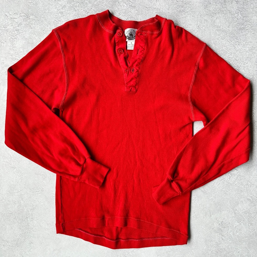 Red 100% Cotton Henley thermal shirt